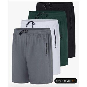 Mens Real Essentials (4) Pack Mesh Shorts Assorted Colors Large